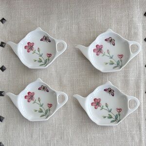 Nantucket Home Colorful Butterfly & Floral Motif Teapot Shape Tea Bag Holder